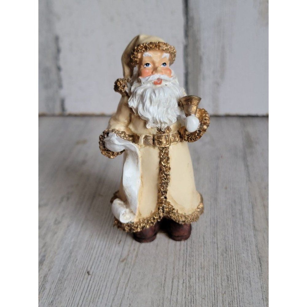 Santa Claus Naughty Nice List bell ringer mini figure Xmas home decor